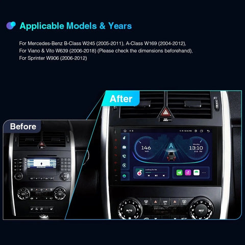 AUTORADIO CAR TABLET NAVIGATORE STEREO AUTO GPS WIFI APPLE CARPLAY ANDROID AUTO MERCEDES CLASSE B W245 2005-2012