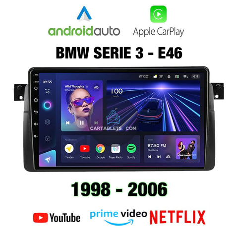 | APPLE CARPLAY ANDROID AUTO | TELECAMERA POSTERIORE | NAVIGATORE GPS USB DAB+ WIFI 4G | CARTABLET AUTORADIO BMW SERIE E46  2DIN STEREO HARDSTONE