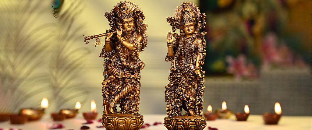 Brass Krishna Idol Decoration for Diwali