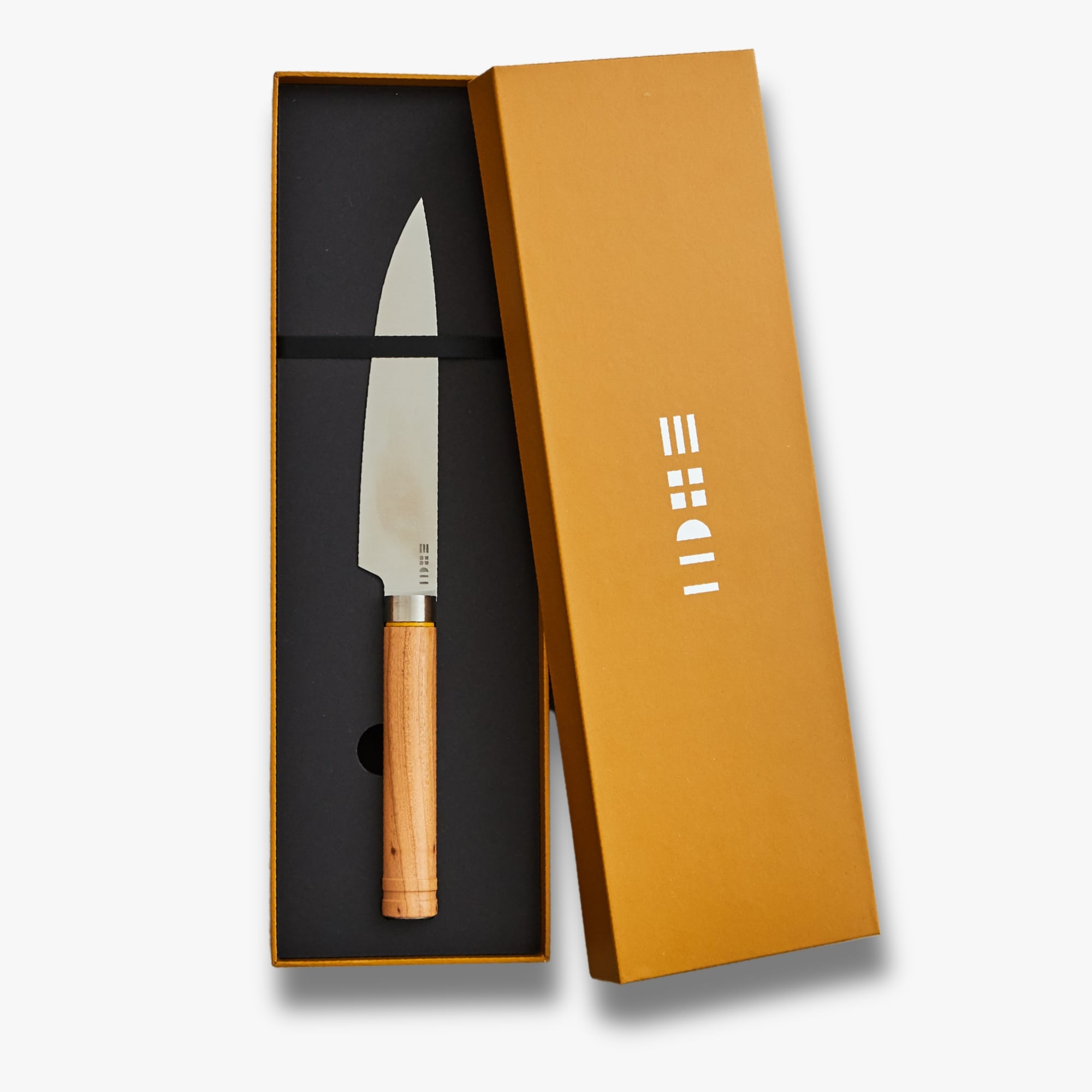 Couteau de chef français-japonais Lame inox 18.5 cm Manche en bois