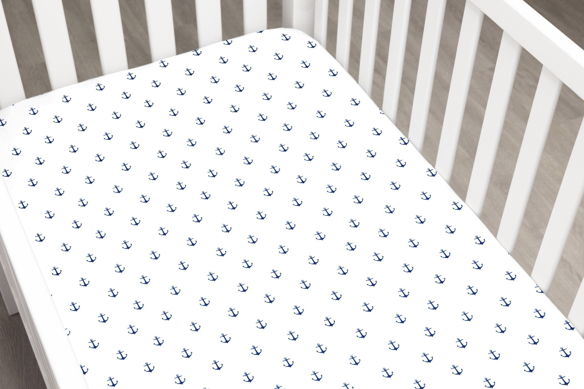 Mini Navy Anchors Crib Sheet