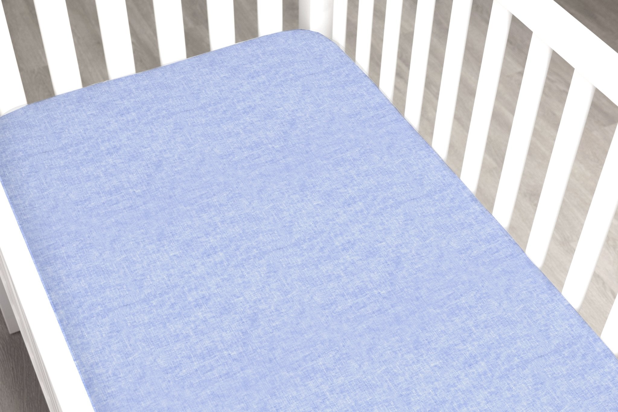 Seascape Blue Linen Crib Sheet