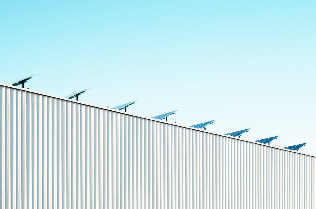 Solar panels above warehouse