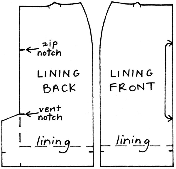 Making a skirt lining 2 lining pattern