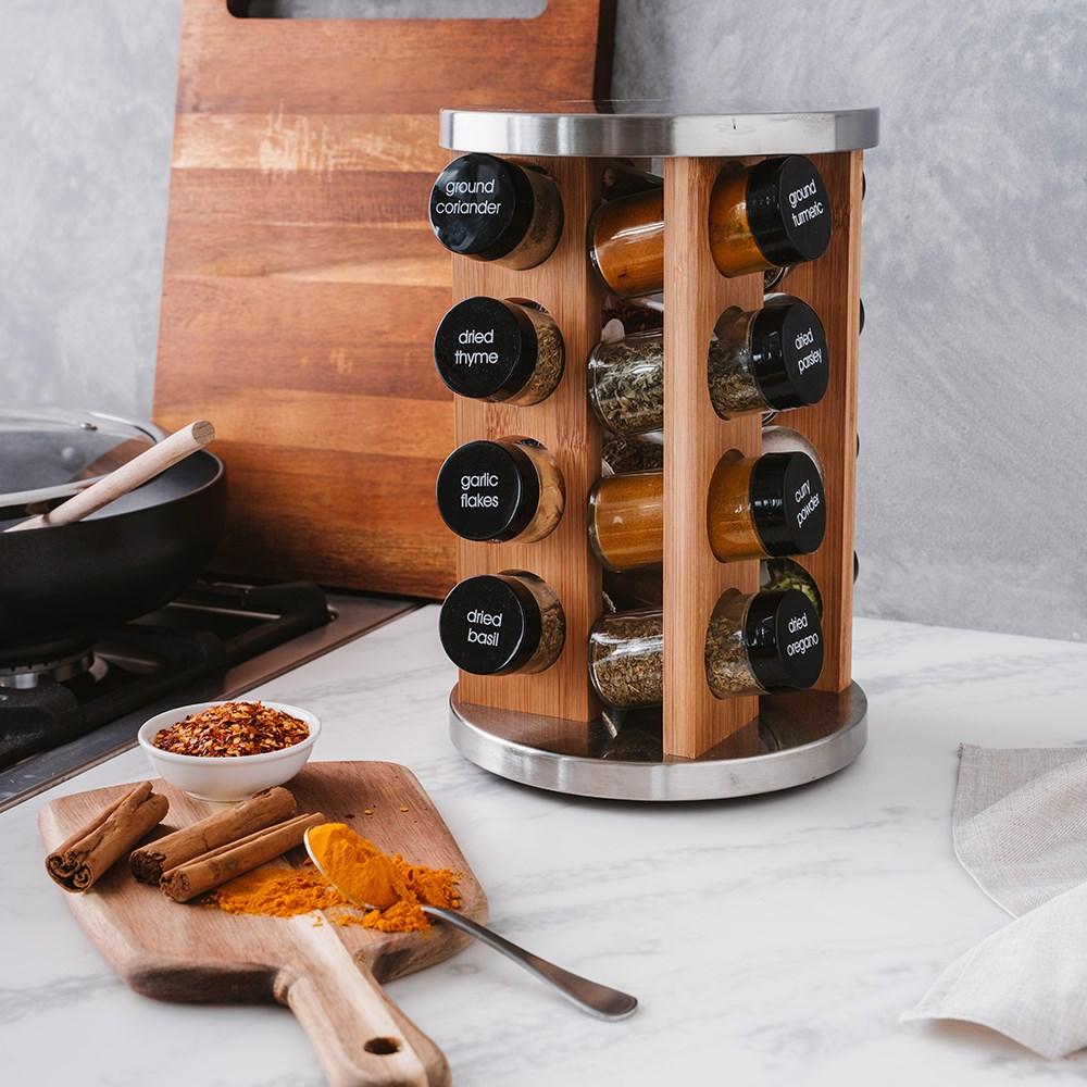 Orii 20 Jar Stainless Steel Rotating Spice Rack