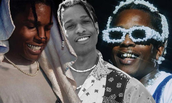 Asap Rocky wearing pearls