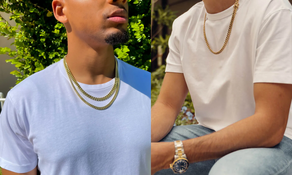 cuban chain with white t-shirt and jeans