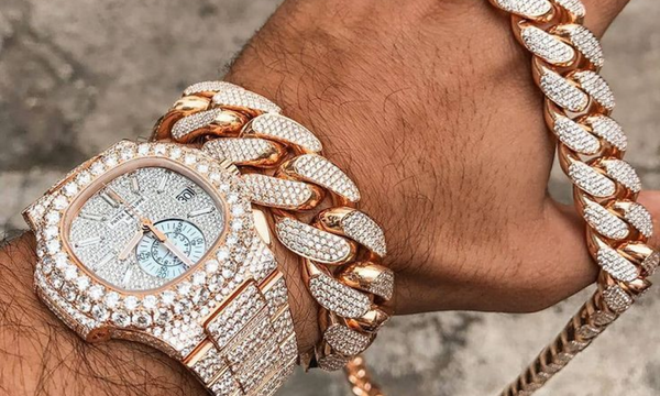 Cuban Link Chain with a matching watch