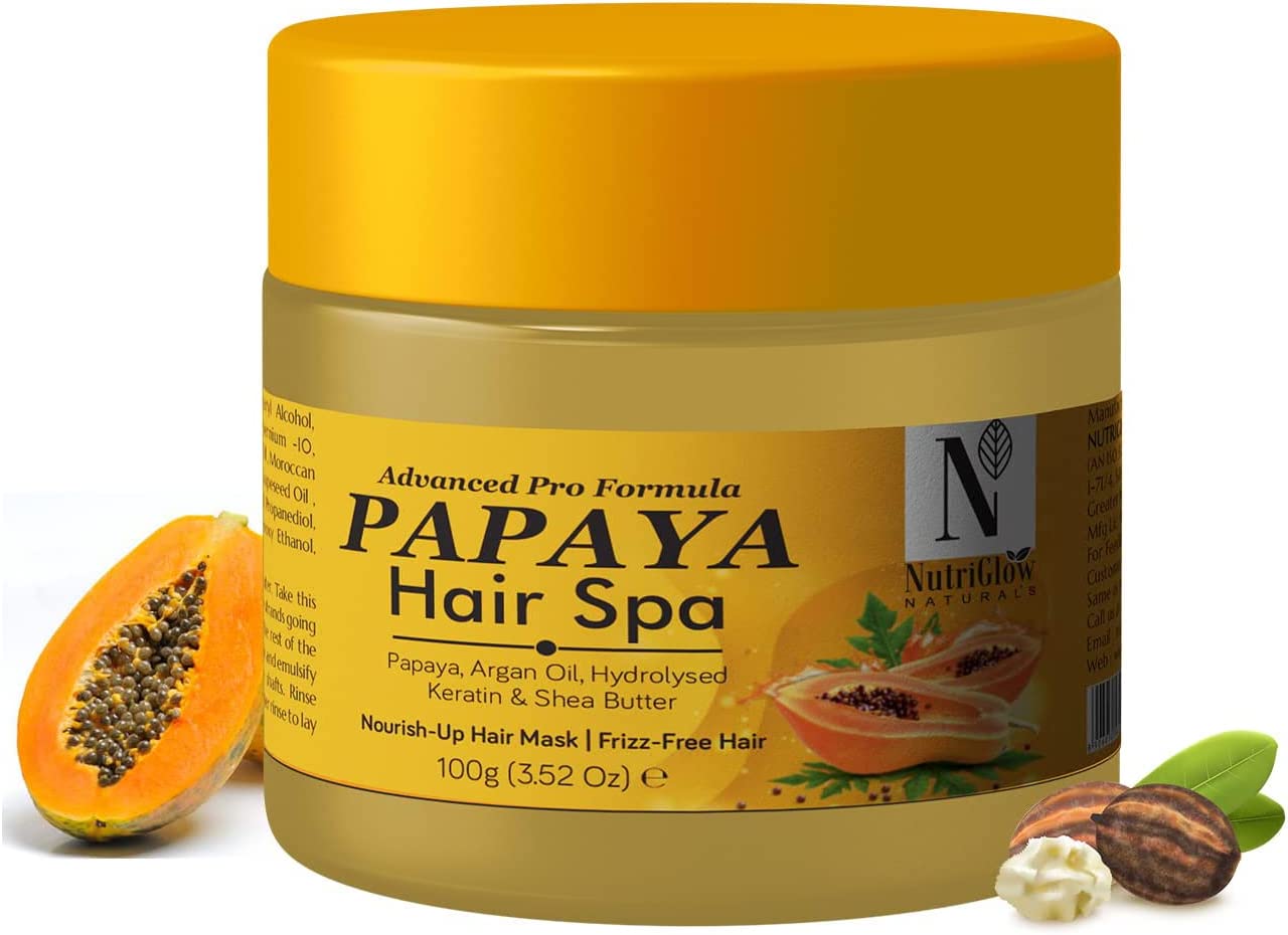 NutriGlow NATURALS Advanced Pro Formula Papaya Spa with Argan Oil for  Shiny  Bouncy Hair  Price in India Buy NutriGlow NATURALS Advanced Pro  Formula Papaya Spa with Argan Oil for Shiny