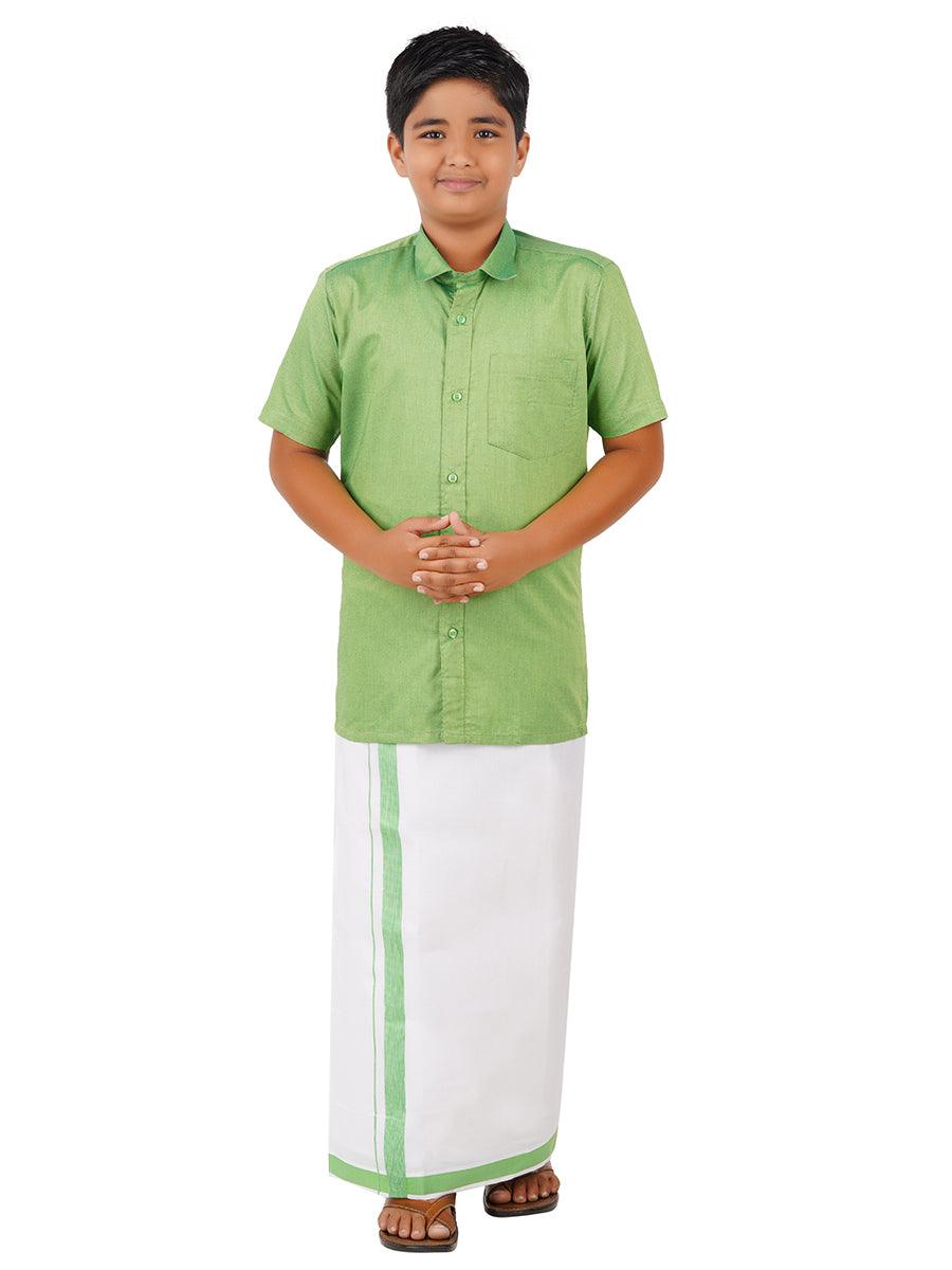 Ramraj Cotton Boys Matching Dhoti & Shirt Combo Pink OX33 - Swadesii