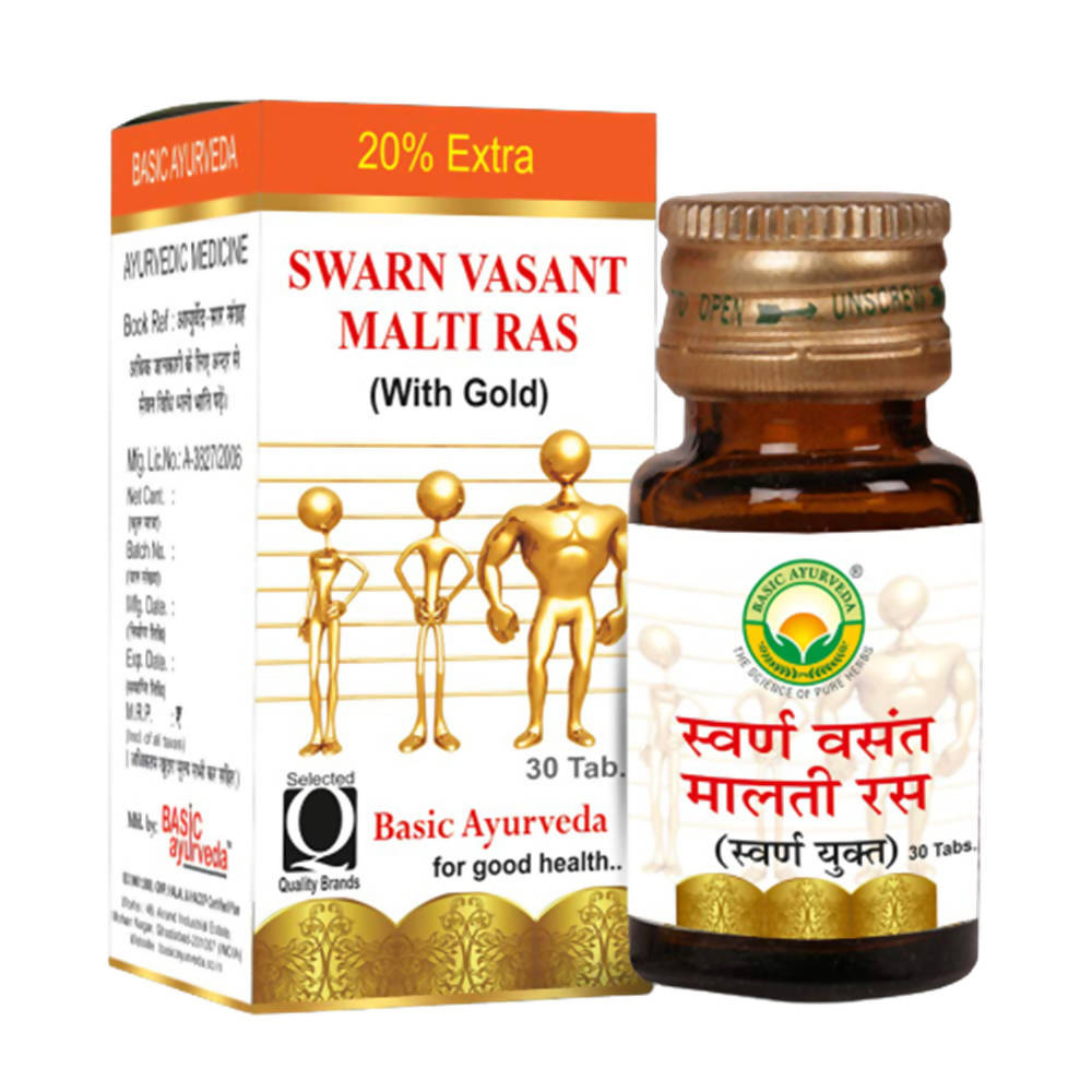 Basic Ayurveda Swarn Vasant Malti Ras (With Gold) Tablets - 30 Tablets