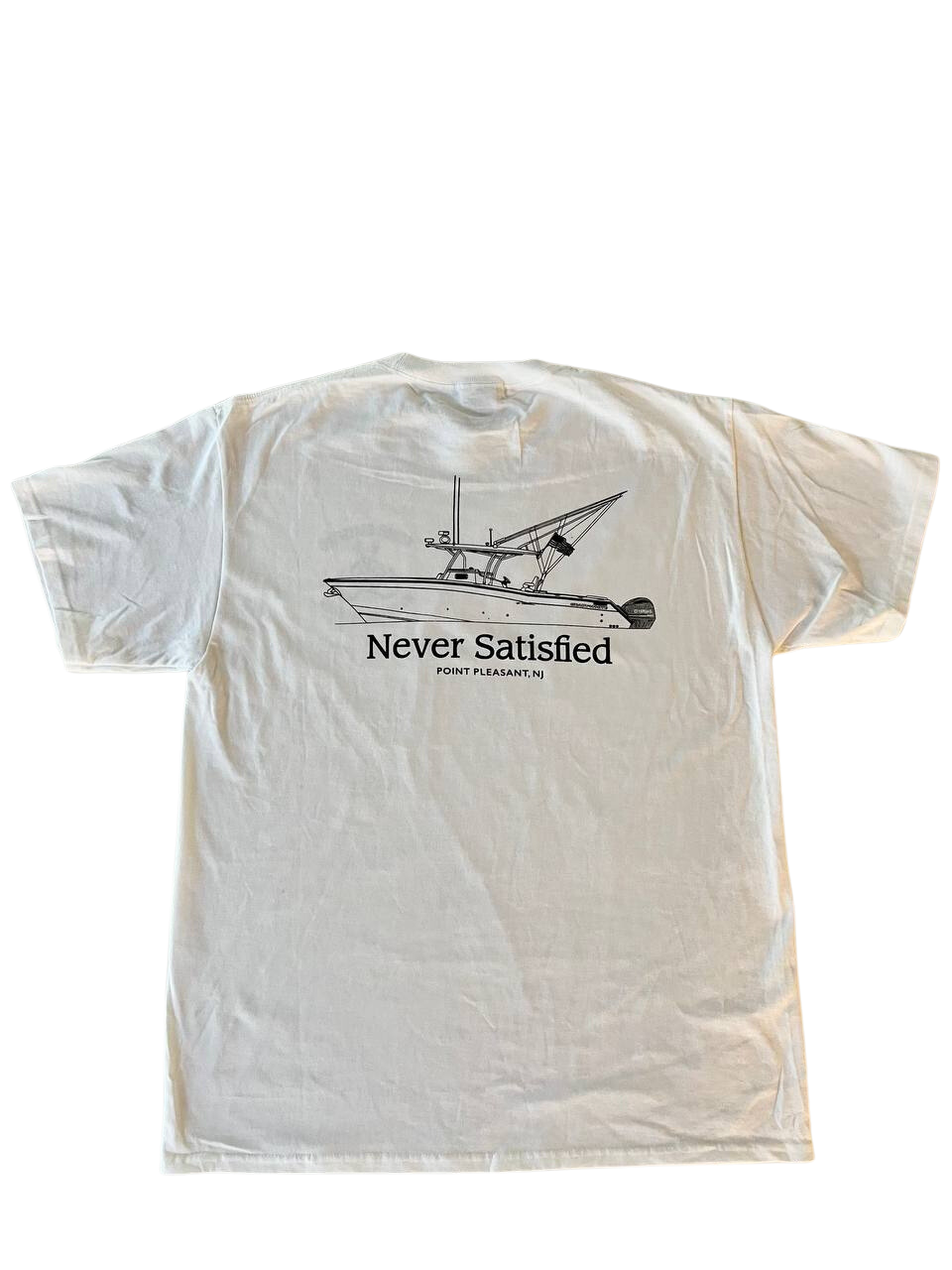 Never Satisfied Warrior Fishing Boat Long Sleeve Shirt (Light Grey