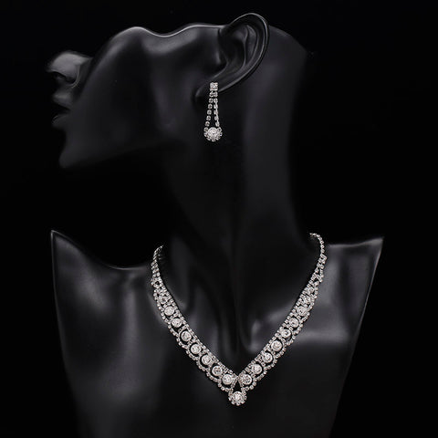 Crystal Bridal Jewelry Sets for Women Necklace Earrings Bracelet