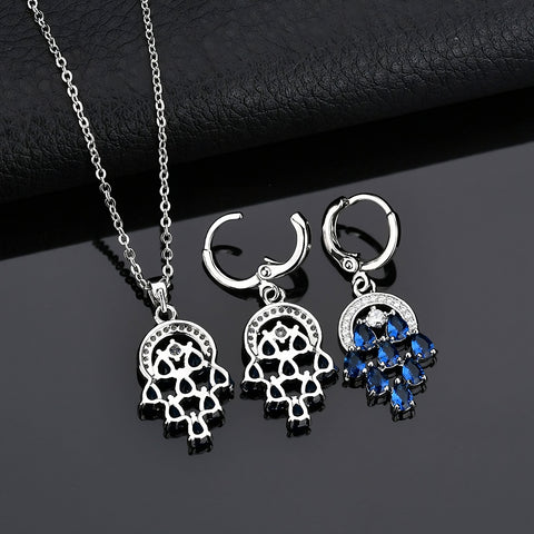 Zircon Jewelry Set For Women Blue Stone