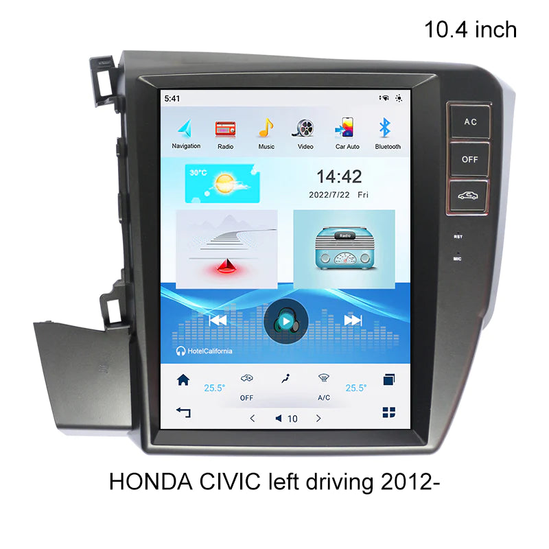 OMNITEK ar Multimedia Player For HONDA CIVIC left driving 2012- Head Unit Carplay IPS Stereo DVD screen
