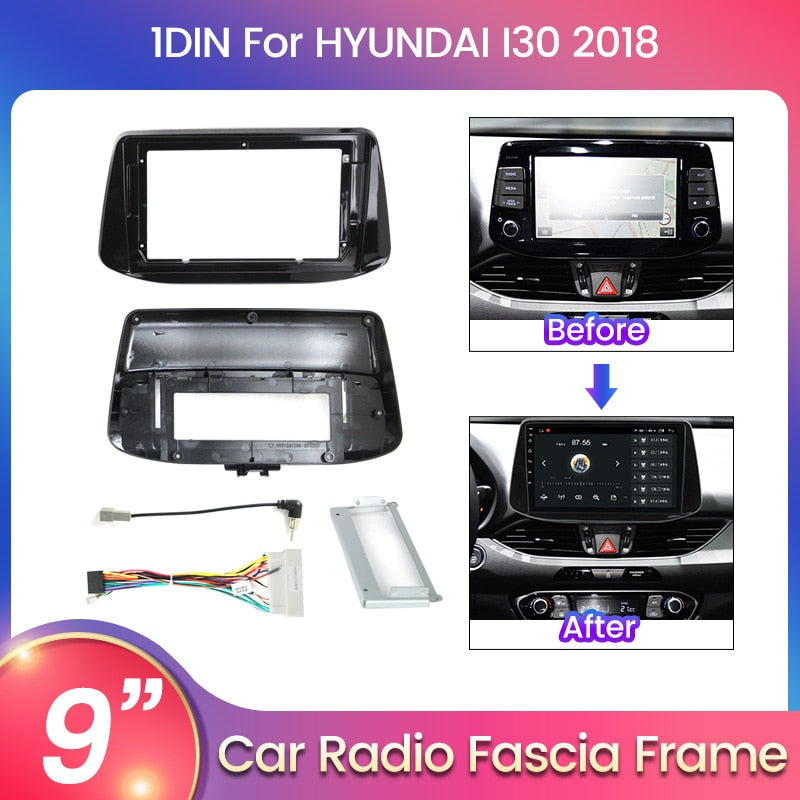 9&#39;&#39; car radio frame fascia For HYUNDAI I30 2018 Navigation GPS dvd Multimedia Stereo Fascia Dash Dashboard Frame Panel Trim Kit