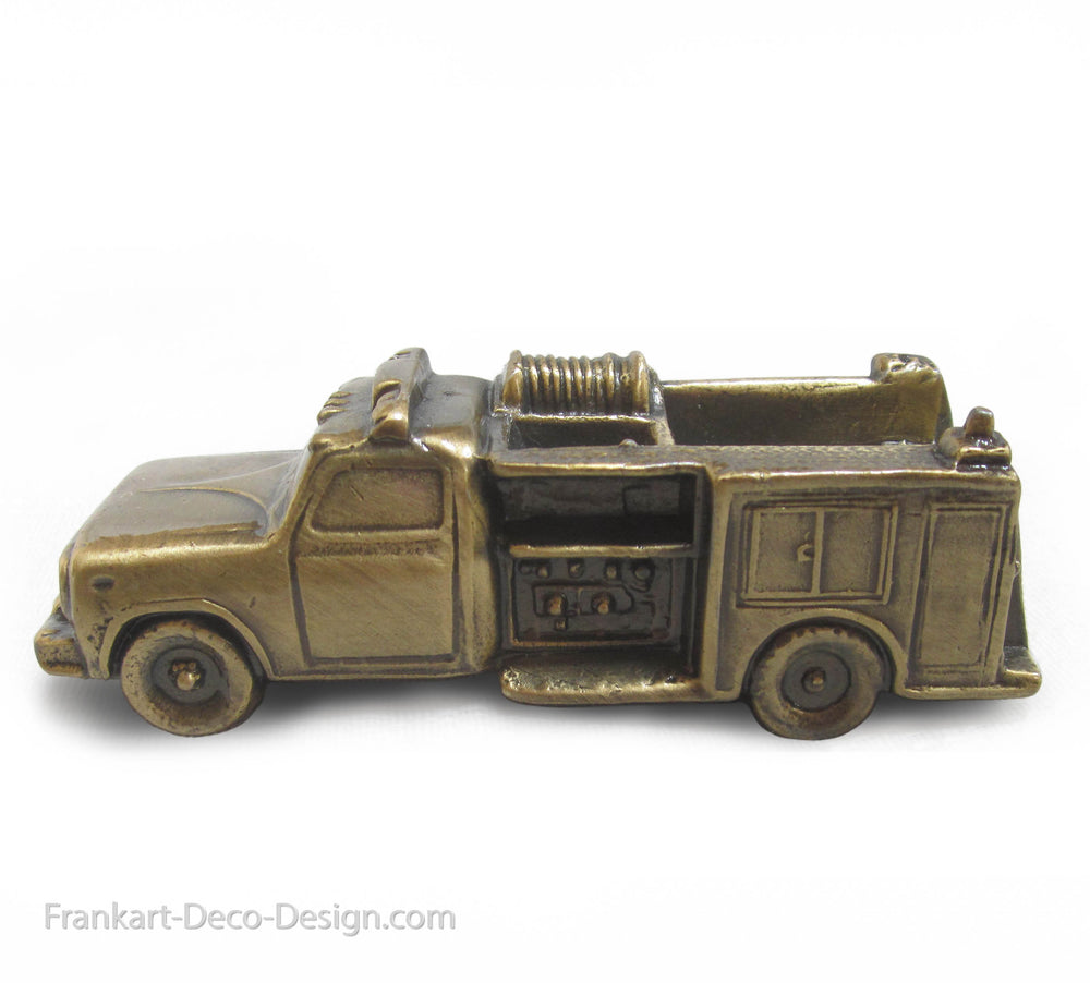 1950 S Classic Fire Truck Desk Paperweight Or Statue In Brass