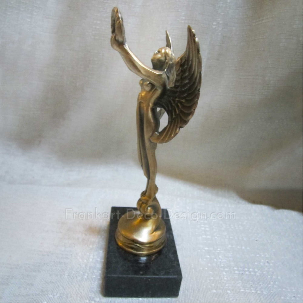 Art Deco Angel With Wreath 7 1 2 Brass Hood Ornament On Marble Base Frankart Deco Design