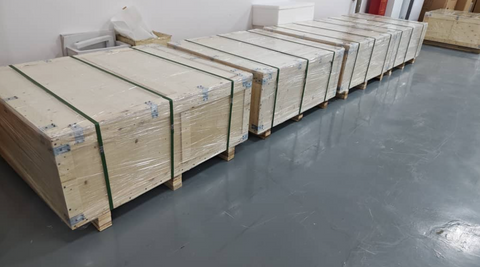 Stacked Hyperbaric Chambers, Boxed & Crated on Warehouse Floor