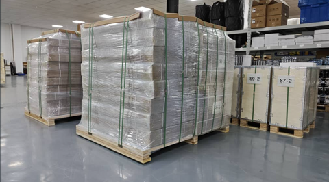 Boxes of Hyperbaric Chambers palletized and wrapped