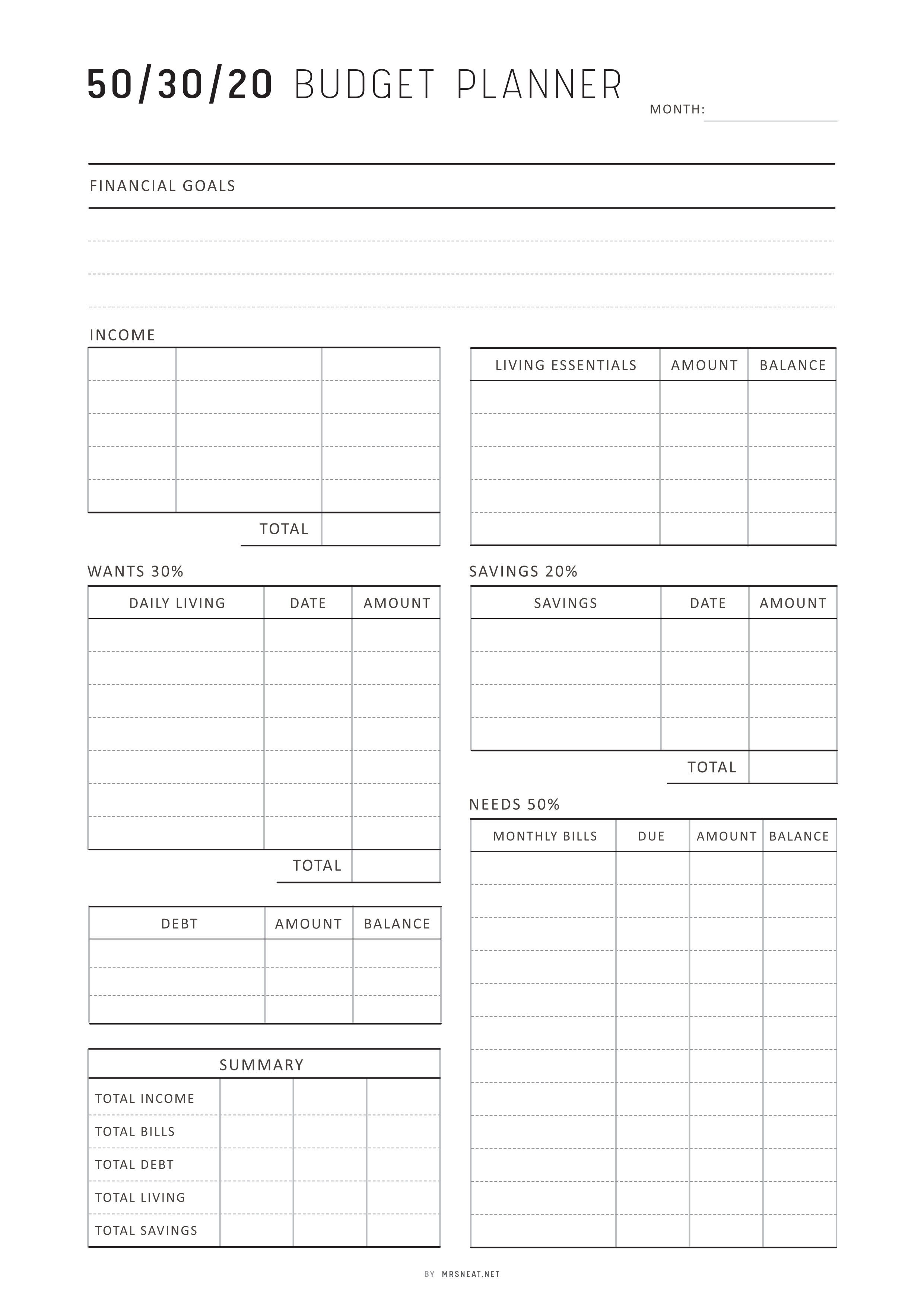 Complete Budget Template Printable