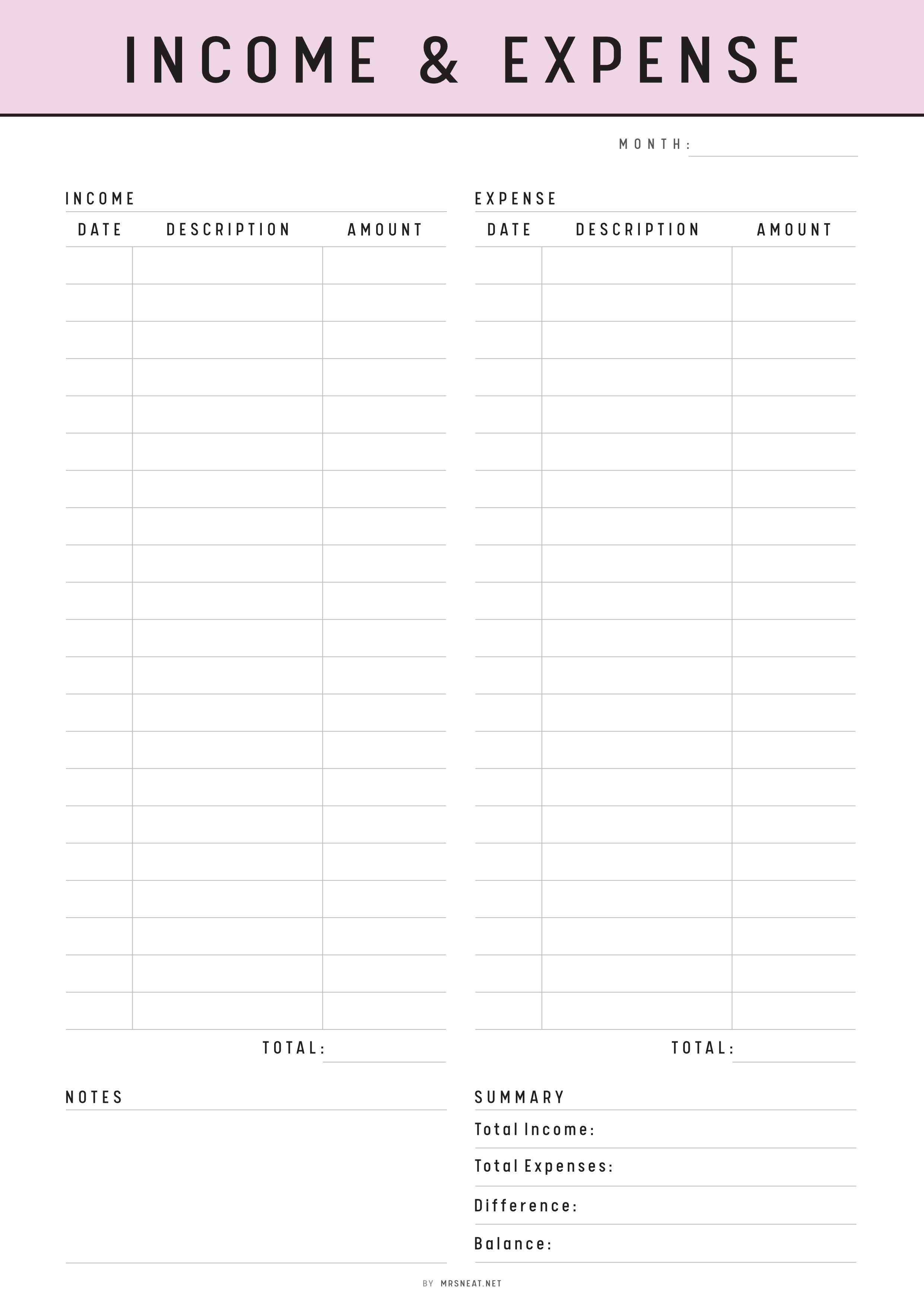 Income and Expense Tracker Template