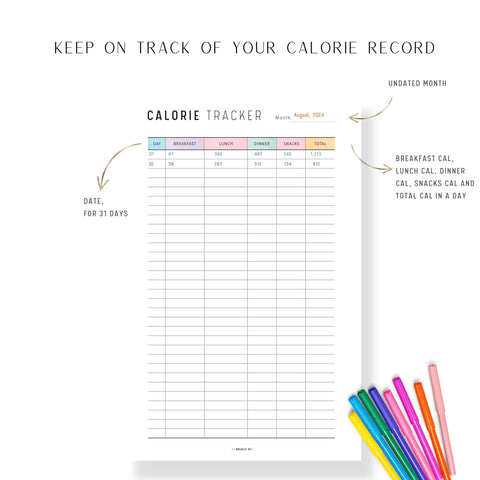 Food Calorie Tracker Printable