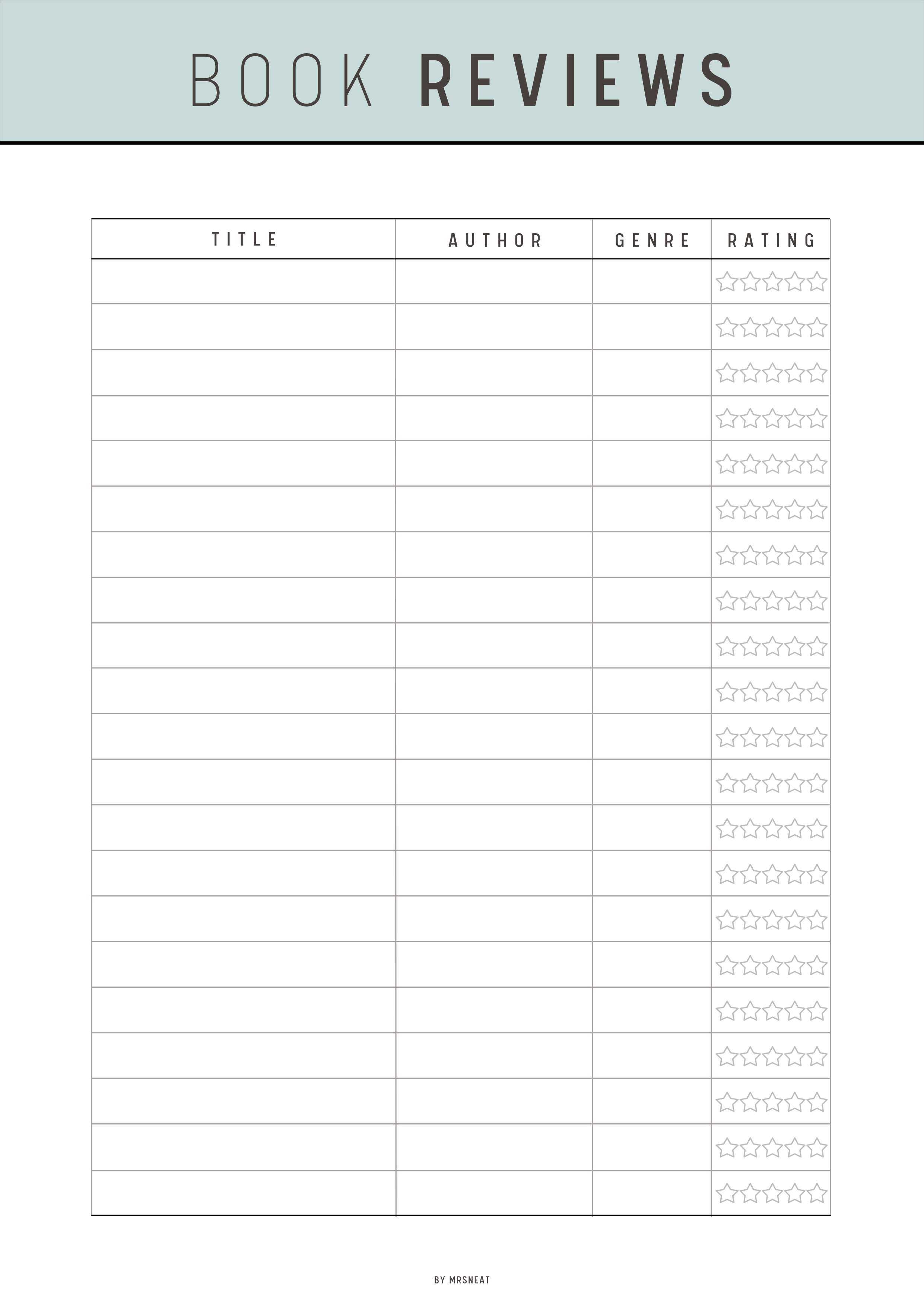 Ultimate Book Planner Template Printable