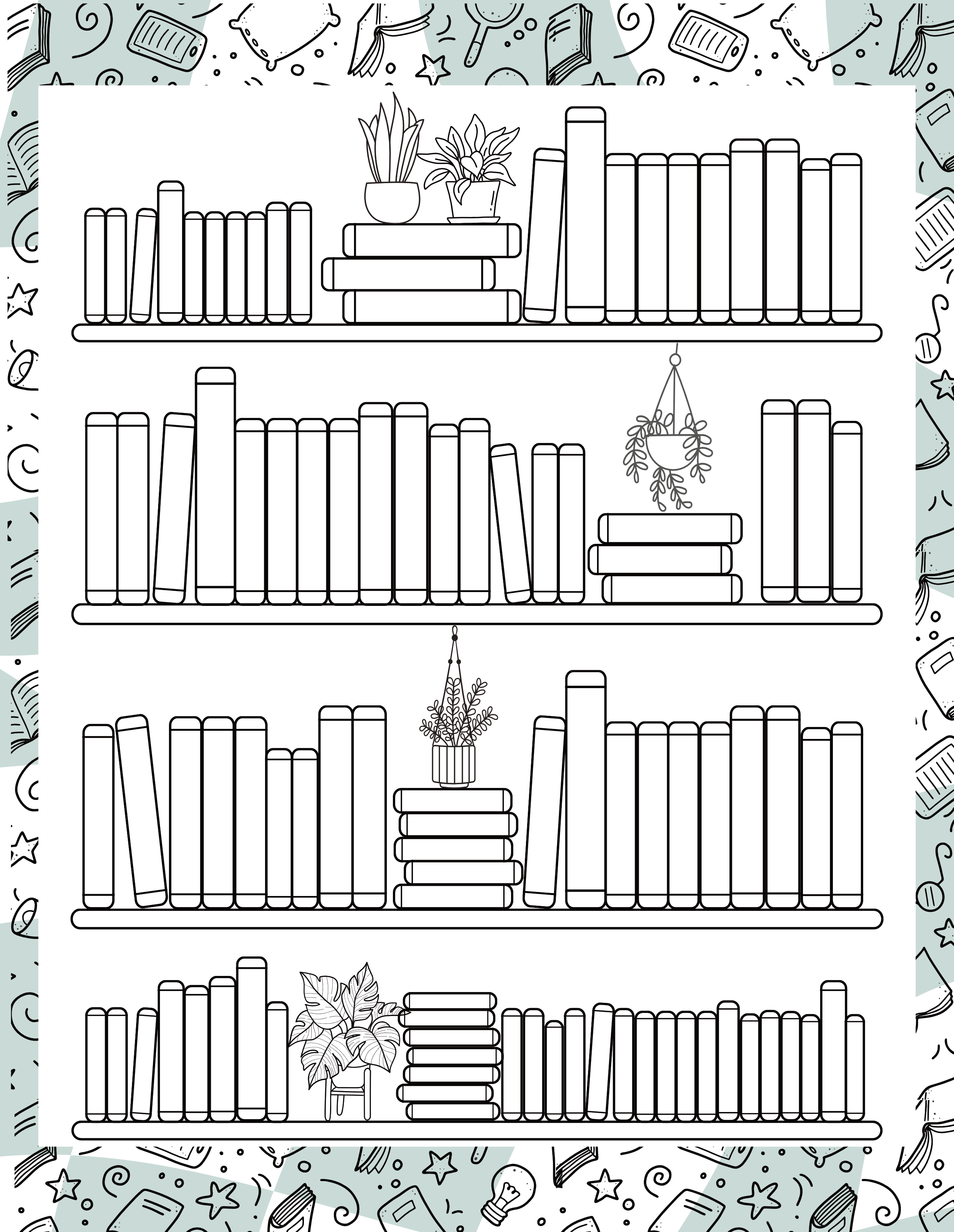 50 & 100 Bookshelf Reading Tracker, Blue Bookshelf, Green Bookshelf, Pink Bookshelf, Peach Bookshelf, Minimalist Bookshelf, A4, A5, Letter, Half Letter, Digital Bookshelf Reading Tracker