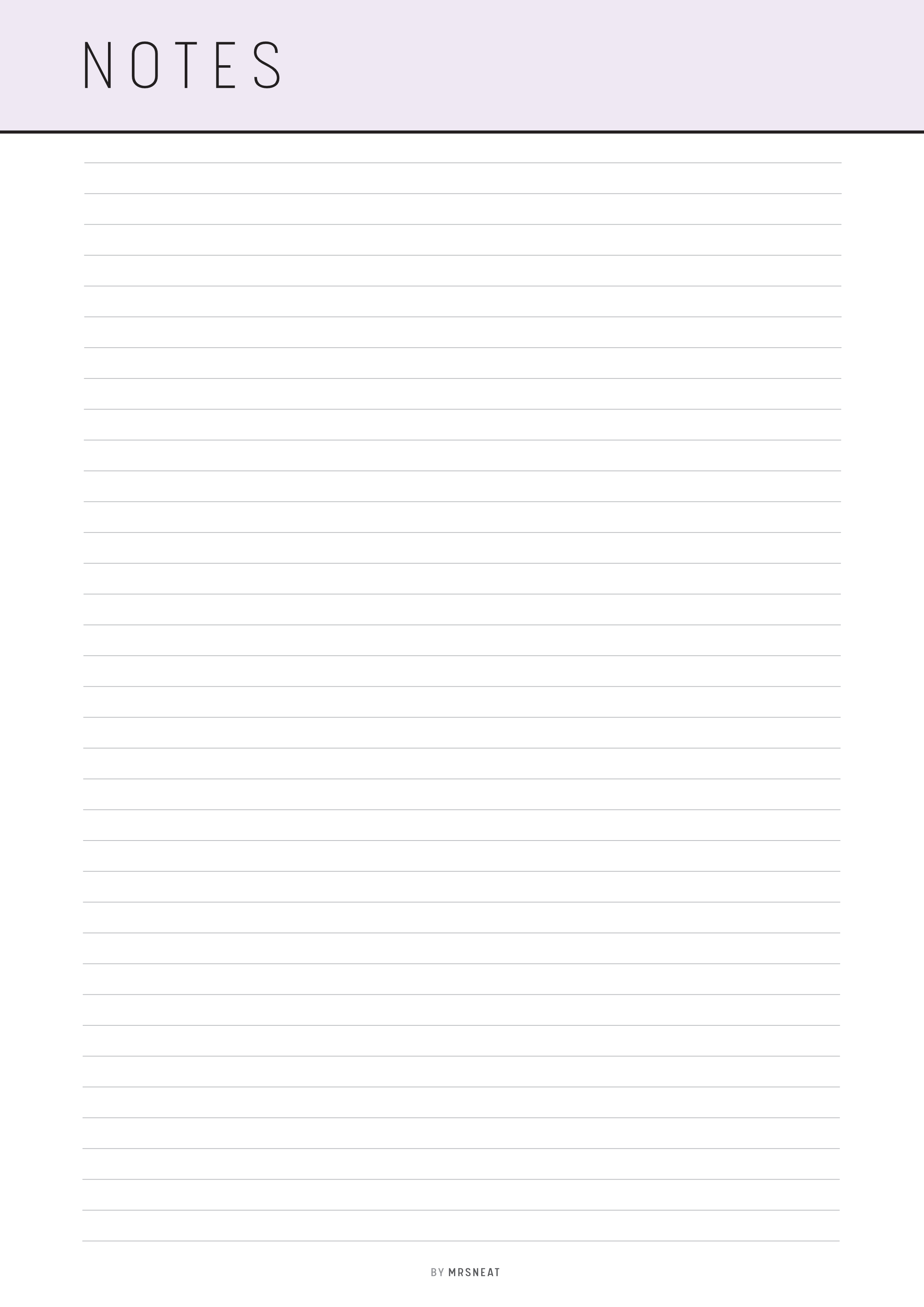 Printable Notes Page Template