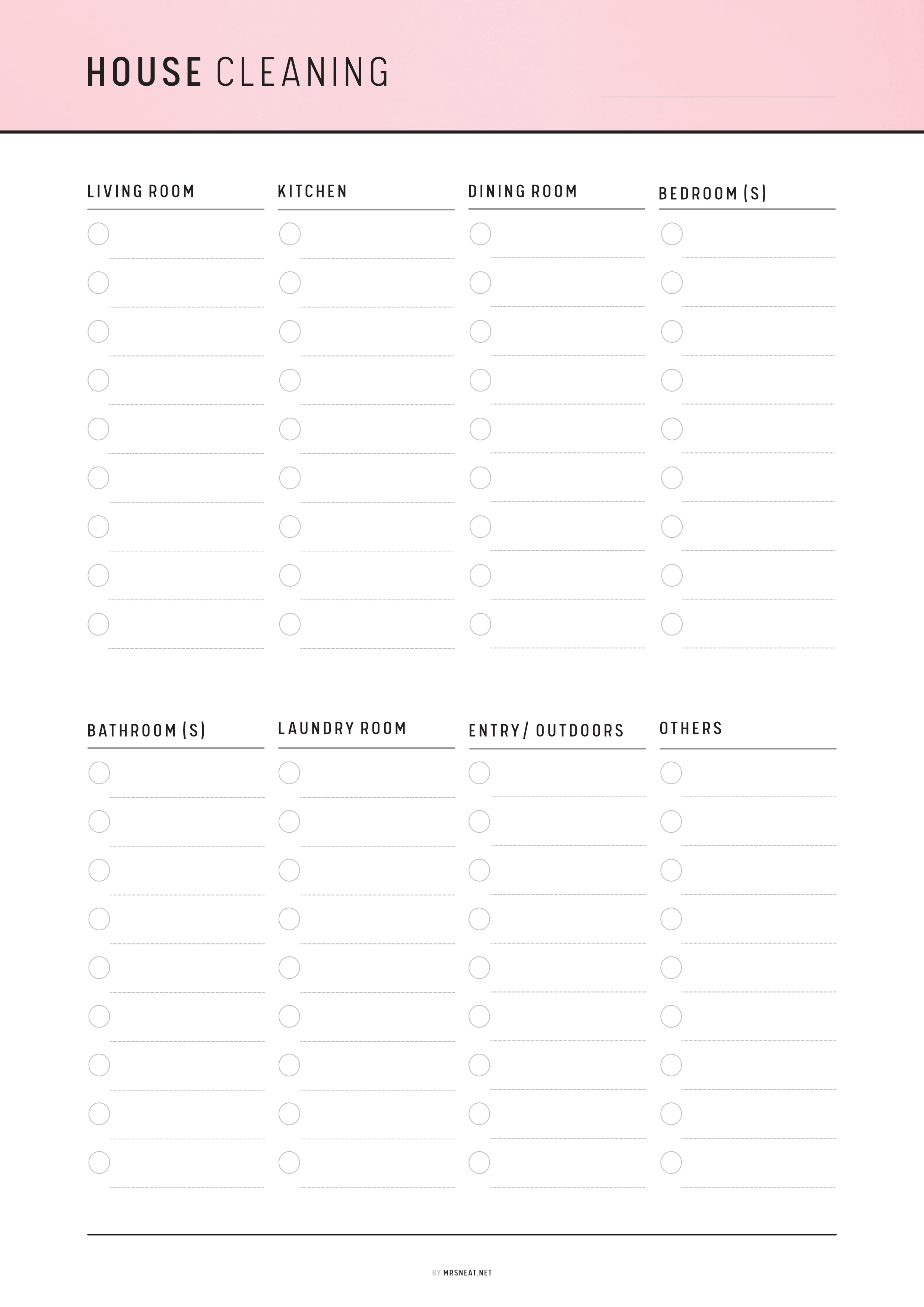 House Cleaning Checklist Printable