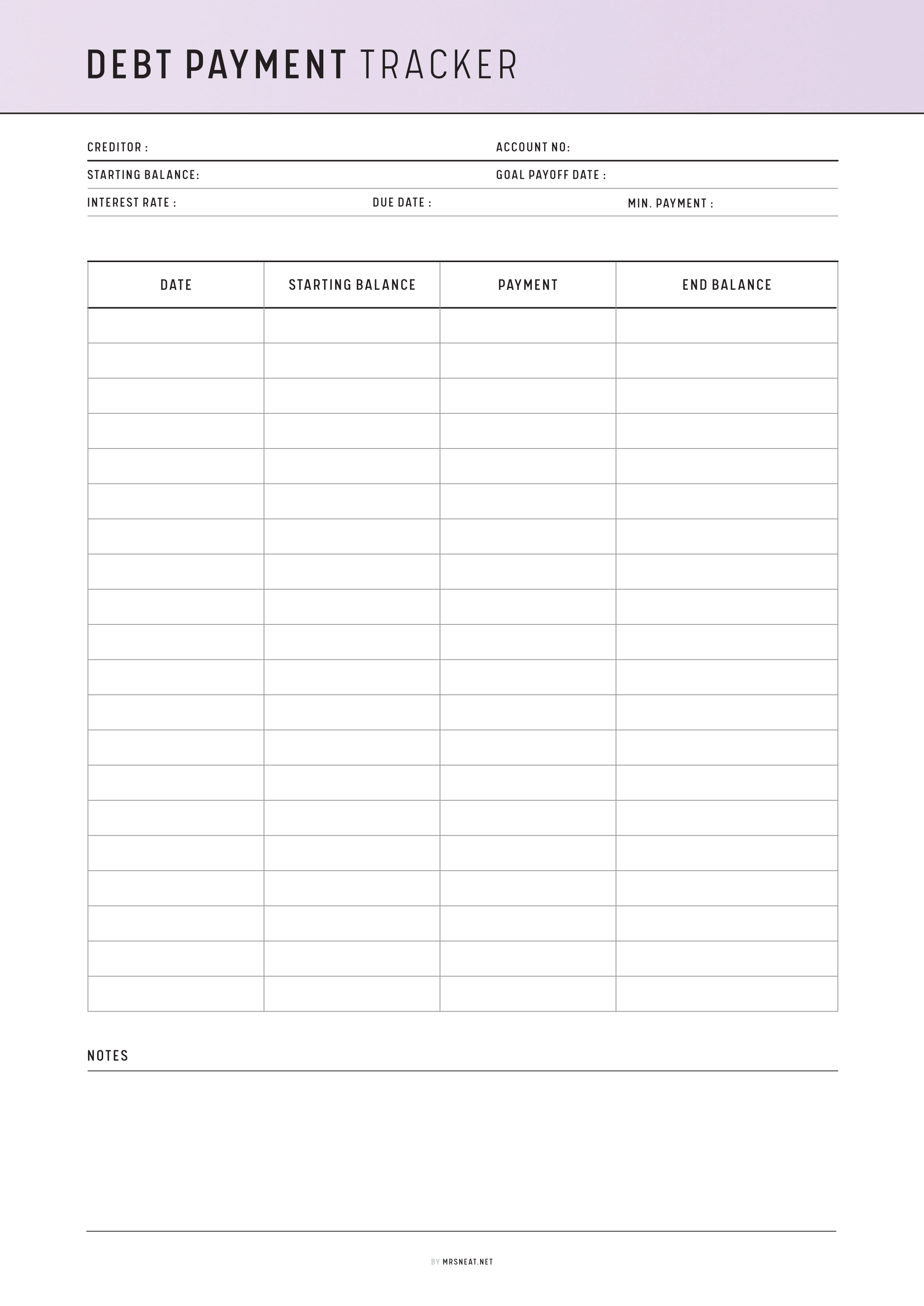 Colorful Debt Payment Tracker Template Page 2