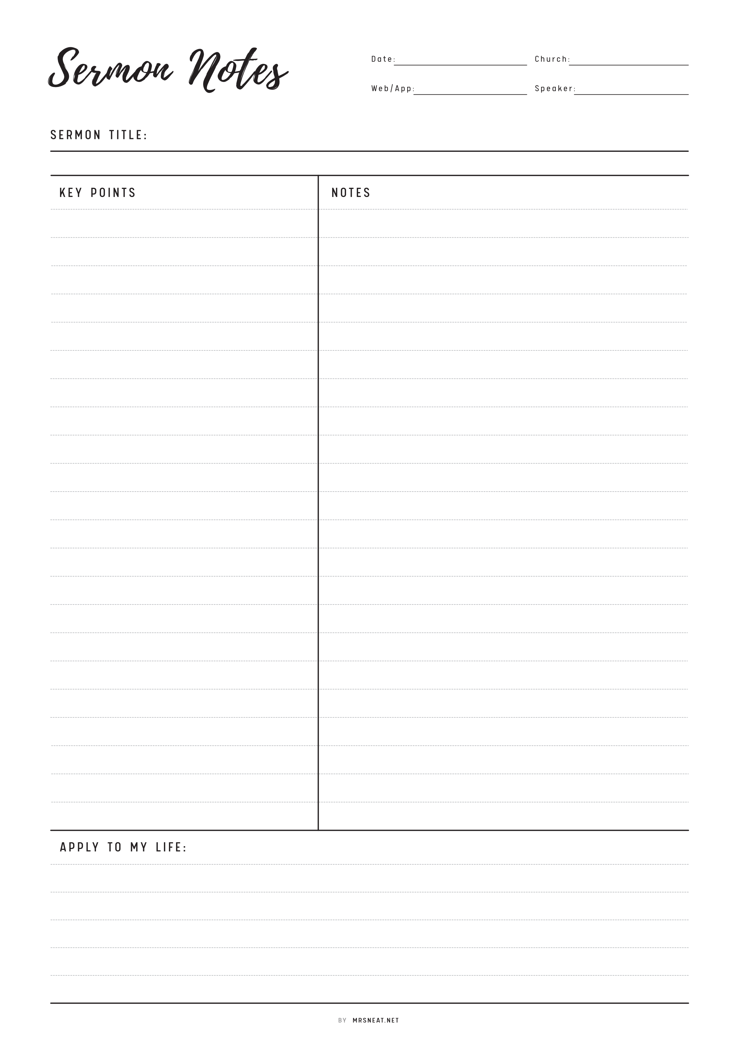 Sermon Notes Journal Printable - Vol.02