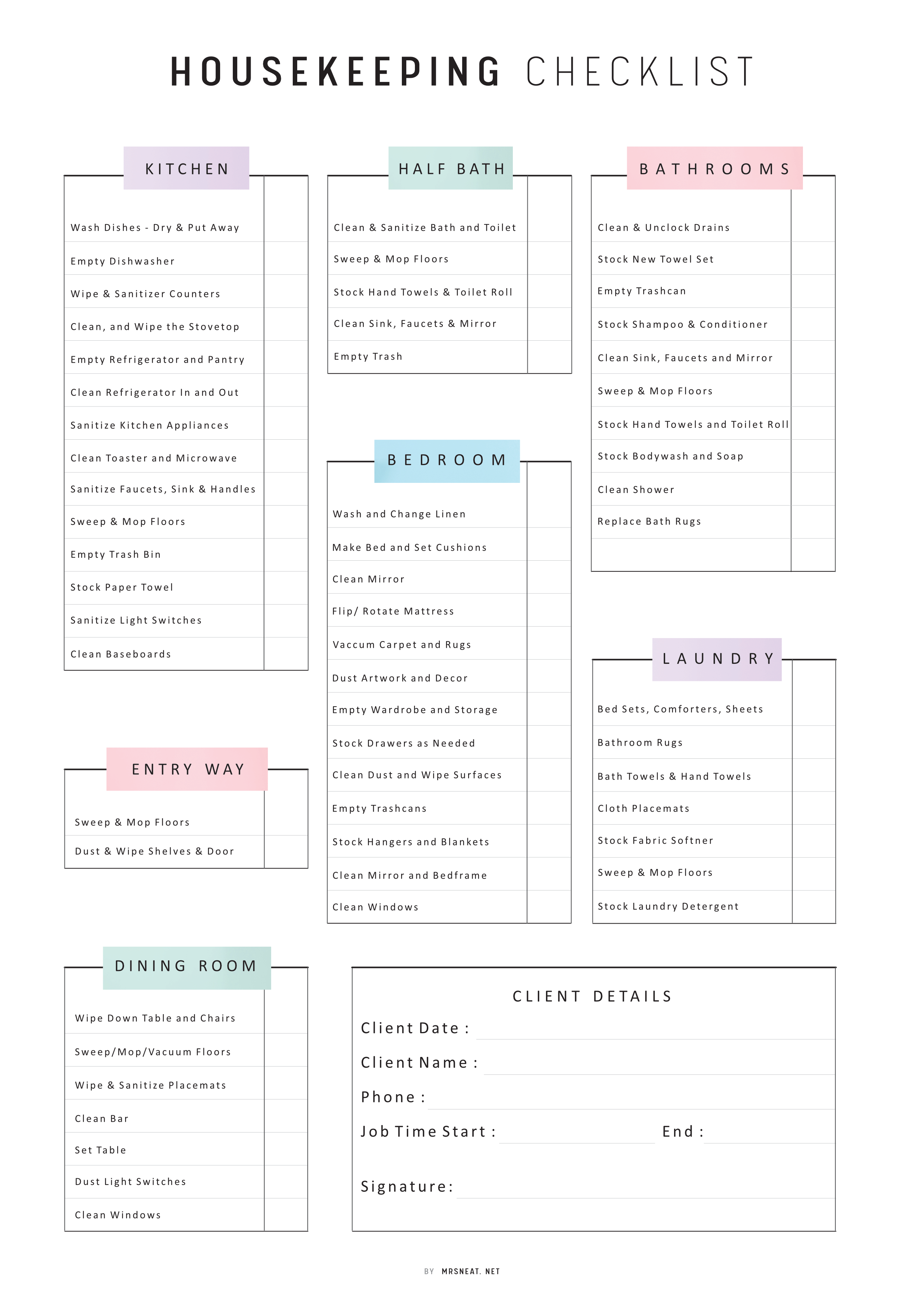 Airbnb Cleaning Checklist Template Printable