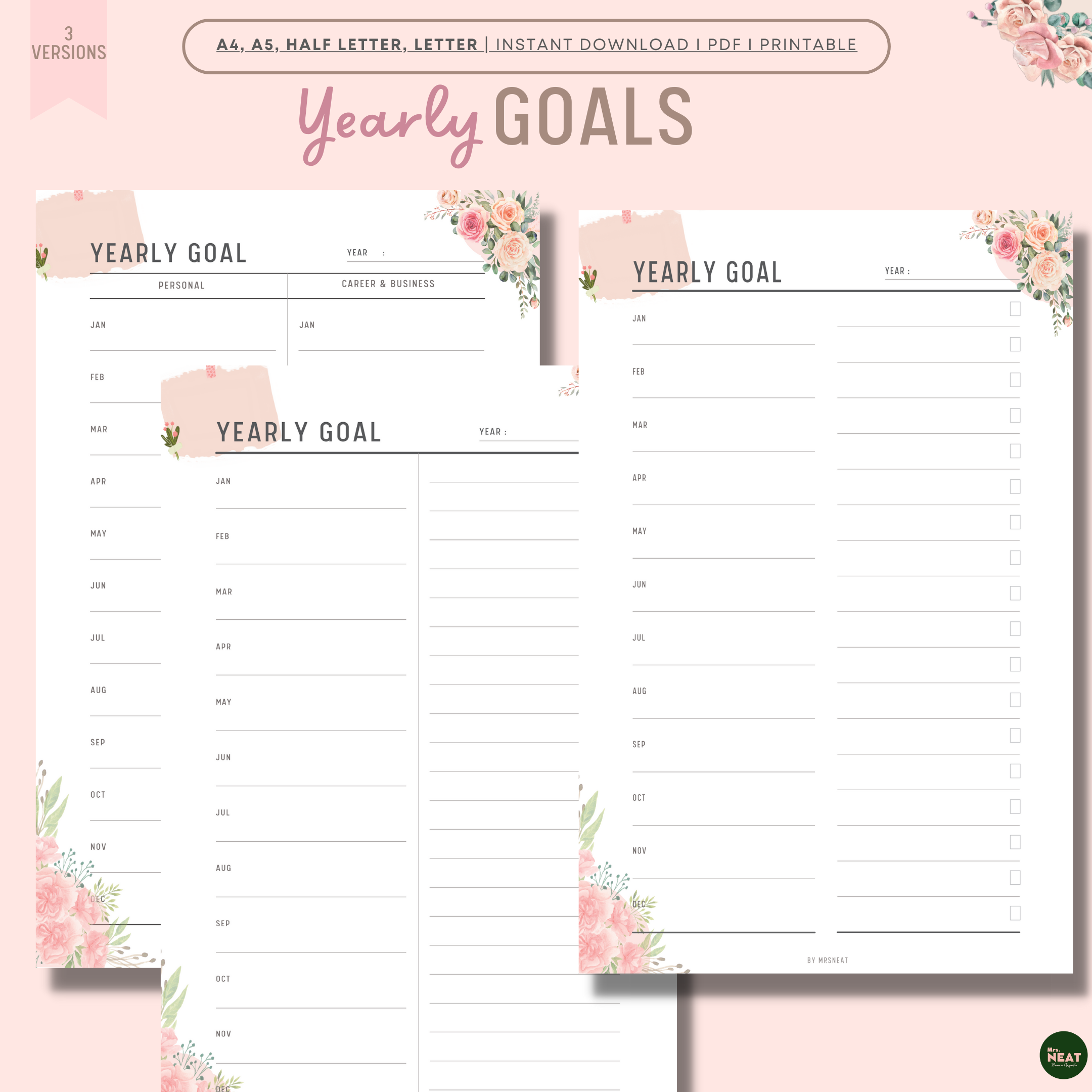 Floral New Year Goal Planner – mrsneat