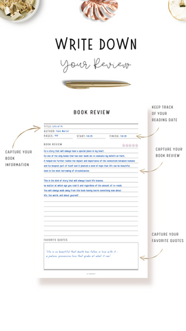 Book Review Printable Planner