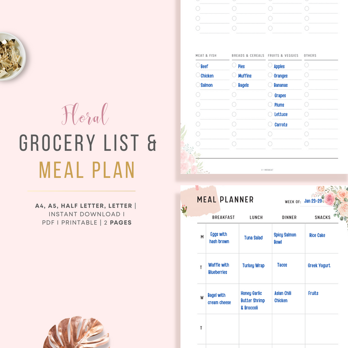 Grocery List and Weekly Meal Planner Printable – mrsneat