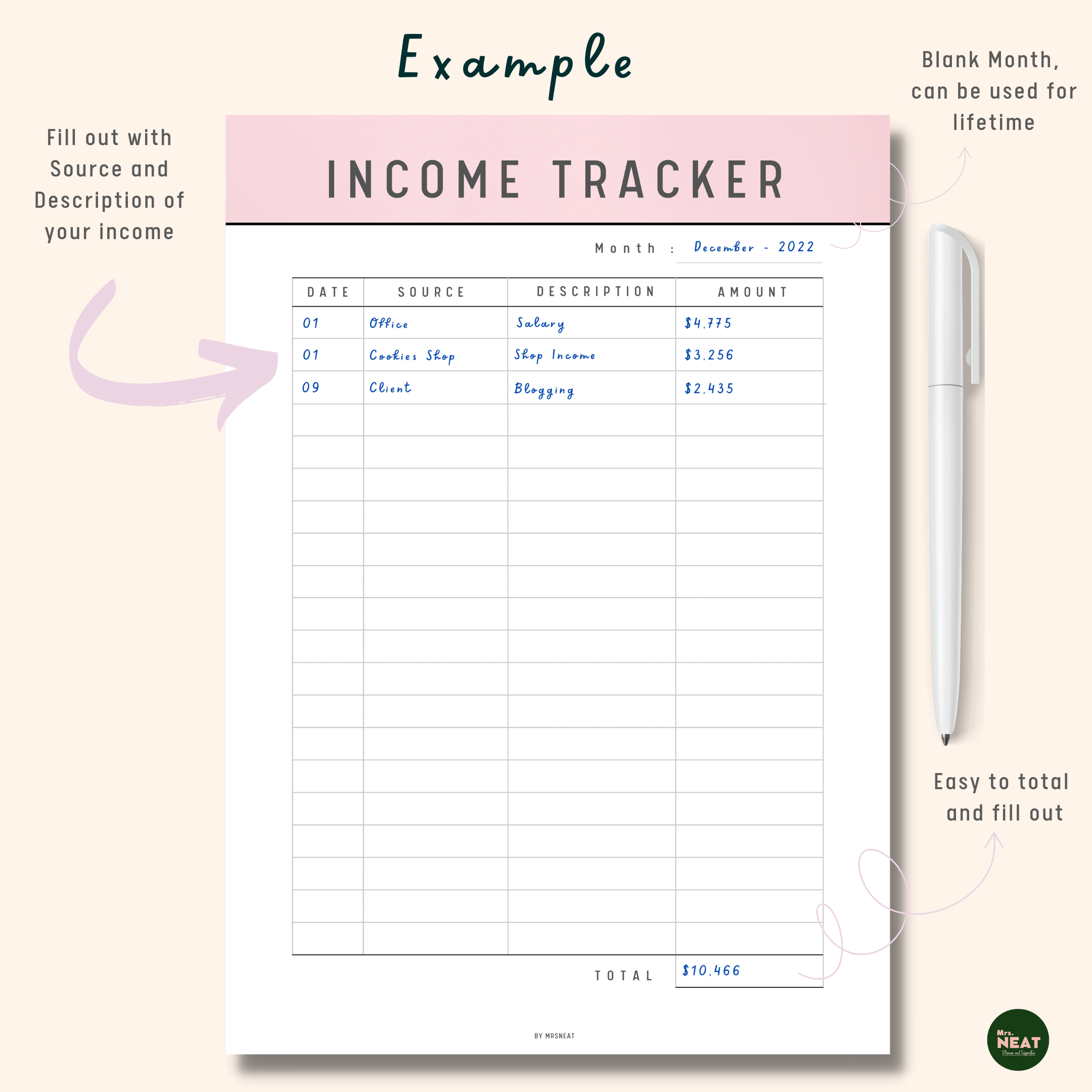 Colorful Income Tracker