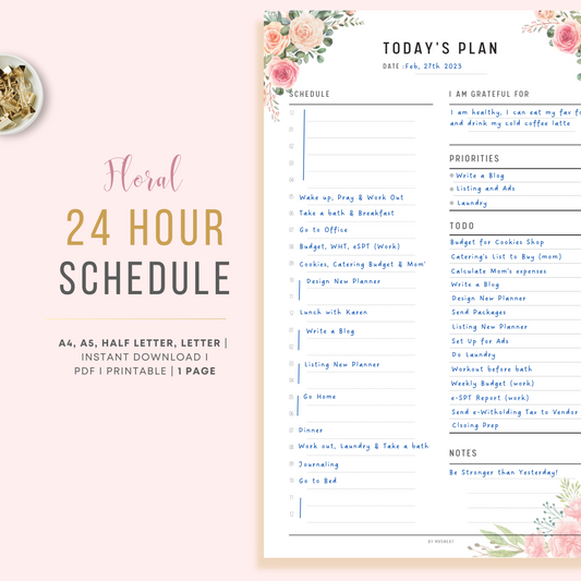 Buy 24 Hour Daily Planner Printable, Daily to Do List for Work