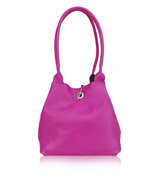 Fuschia Pink Italian Leather Shoulder Bag | POPPI | Florence Leather ...