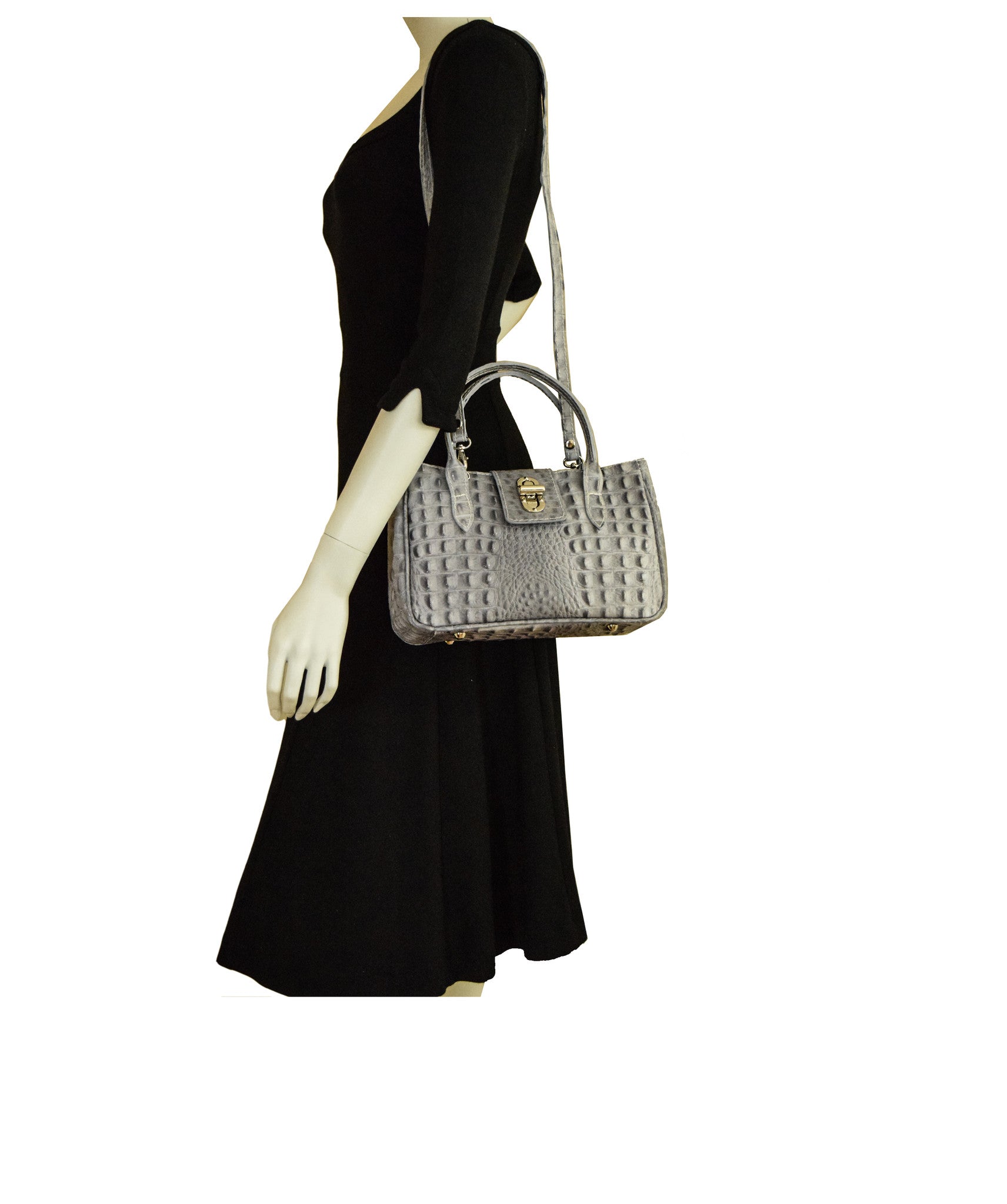 SCANZANO Grey Moc Croc Tote | Grab Bag | Shoulder Bag | Florence ...