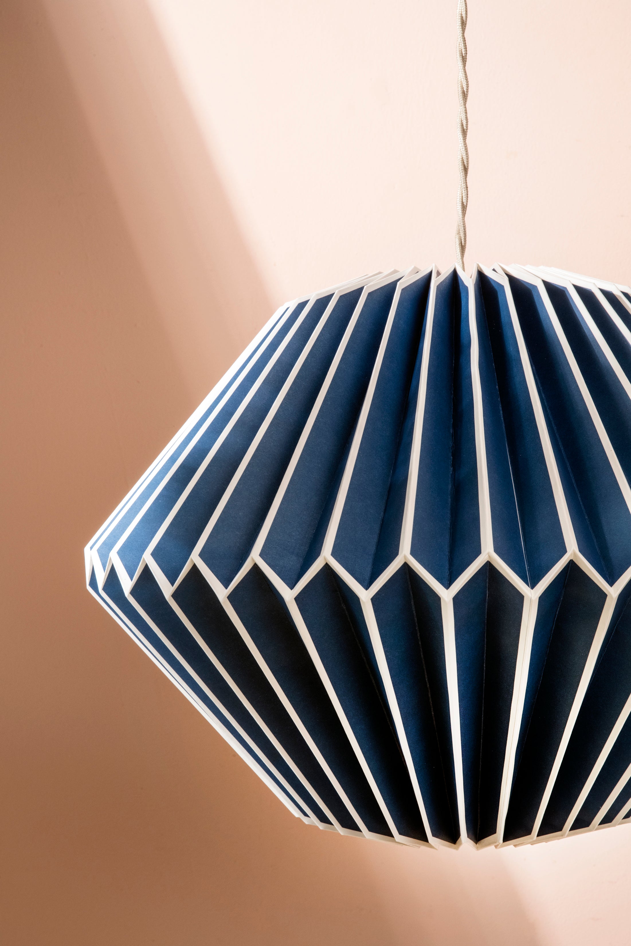 Sea Blue Pleated Paper Lampshade