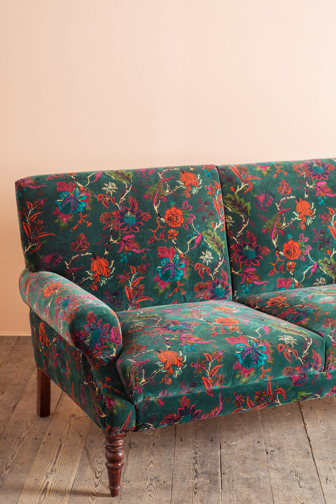 Bayberry Green Floral Cotton Velvet Two Seater Sofa – Ian Snow Ltd