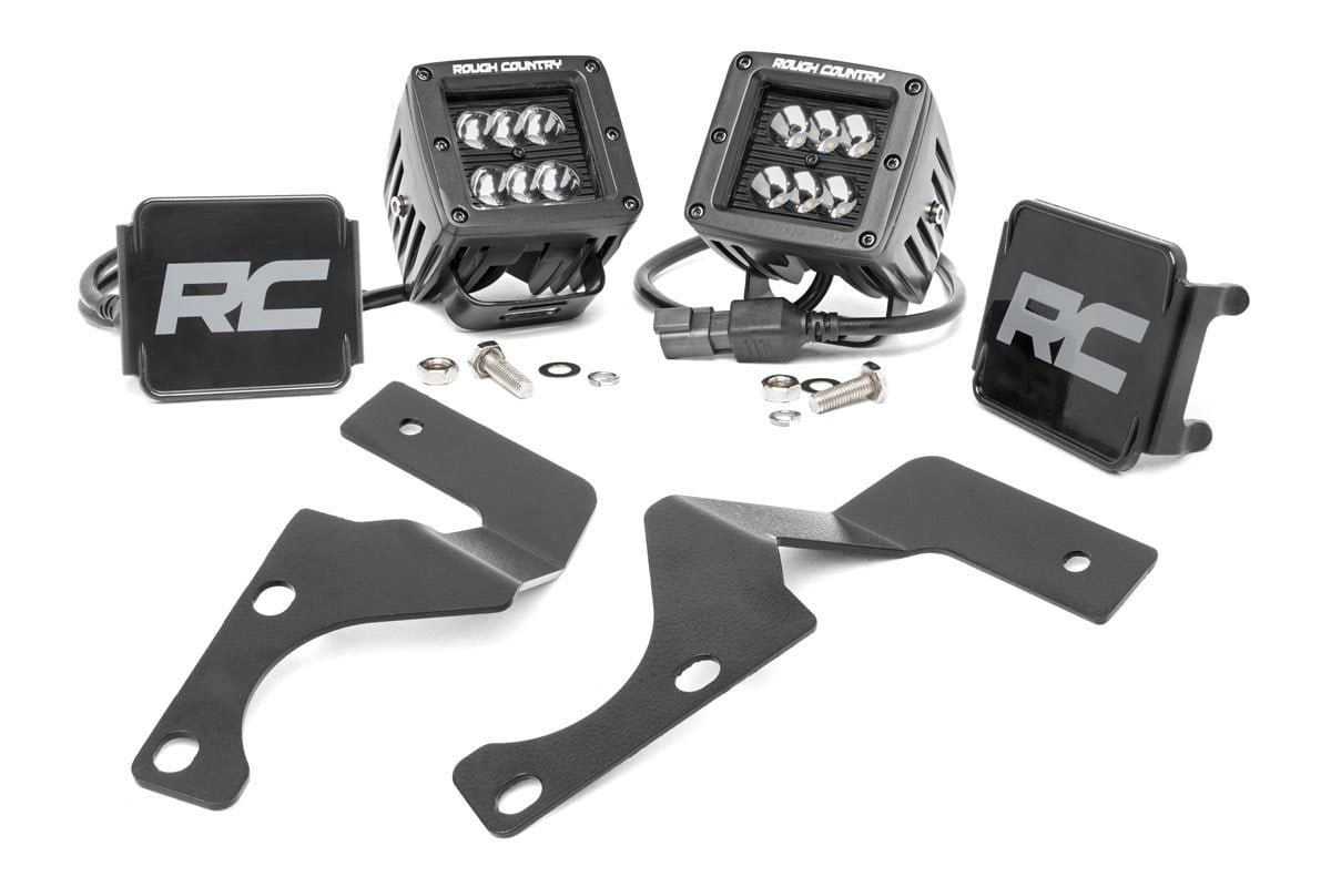 Rough Country (70799) LED Light Kit | Ditch Mount | 2" Black Flood Pair | Toyota 4Runner (10-23)