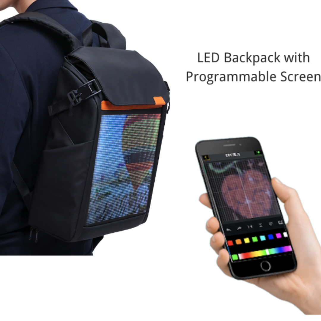 LED Advertising Display Backpack Outdoor Walking School Bag Full Color  Screen Smartphone Programmable LED Backpack Portable Bag