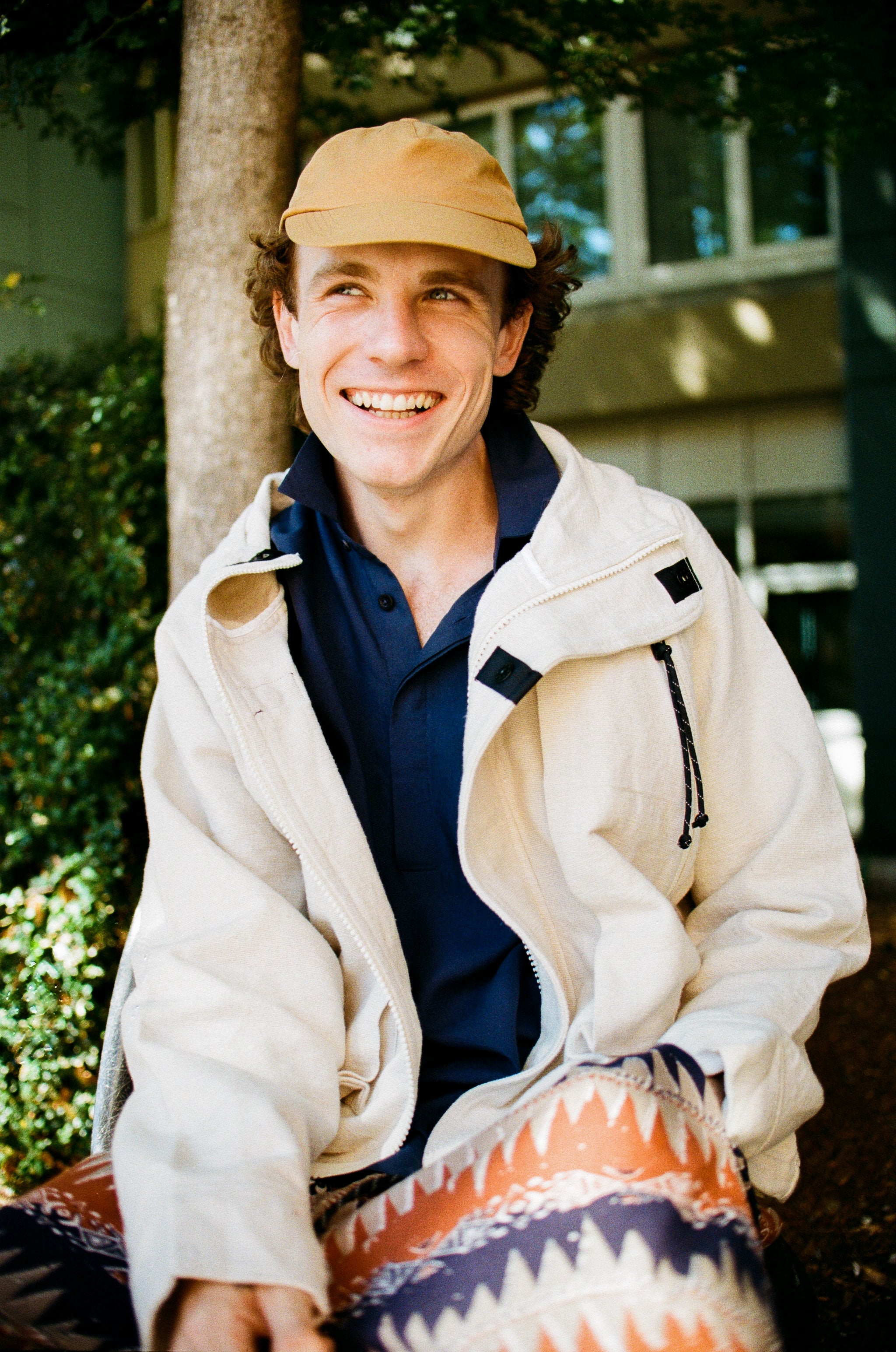 Jagua wearing a Houdini hat and polo, Earth\Studies jacket and Manastash pants