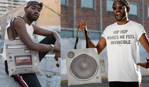 Boombox and Speaker Tote Bag