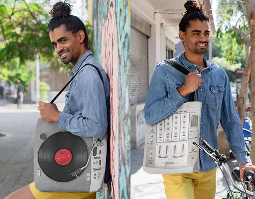 Dj mixer and turntable tote bag