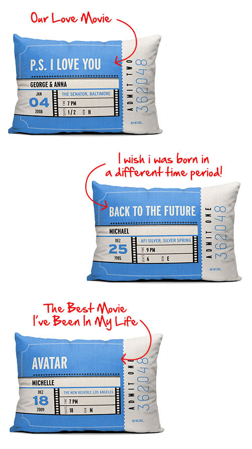 Movie Ticket Personalized Throw Pillow