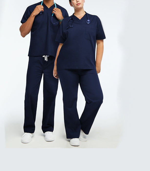 Microfiber Stretch Scrub set 2 pocket normal unisex solid half sleeve (top 1 pocket with bottom 1 pocket) with drawstring, non-elasticated waistband